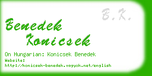 benedek konicsek business card